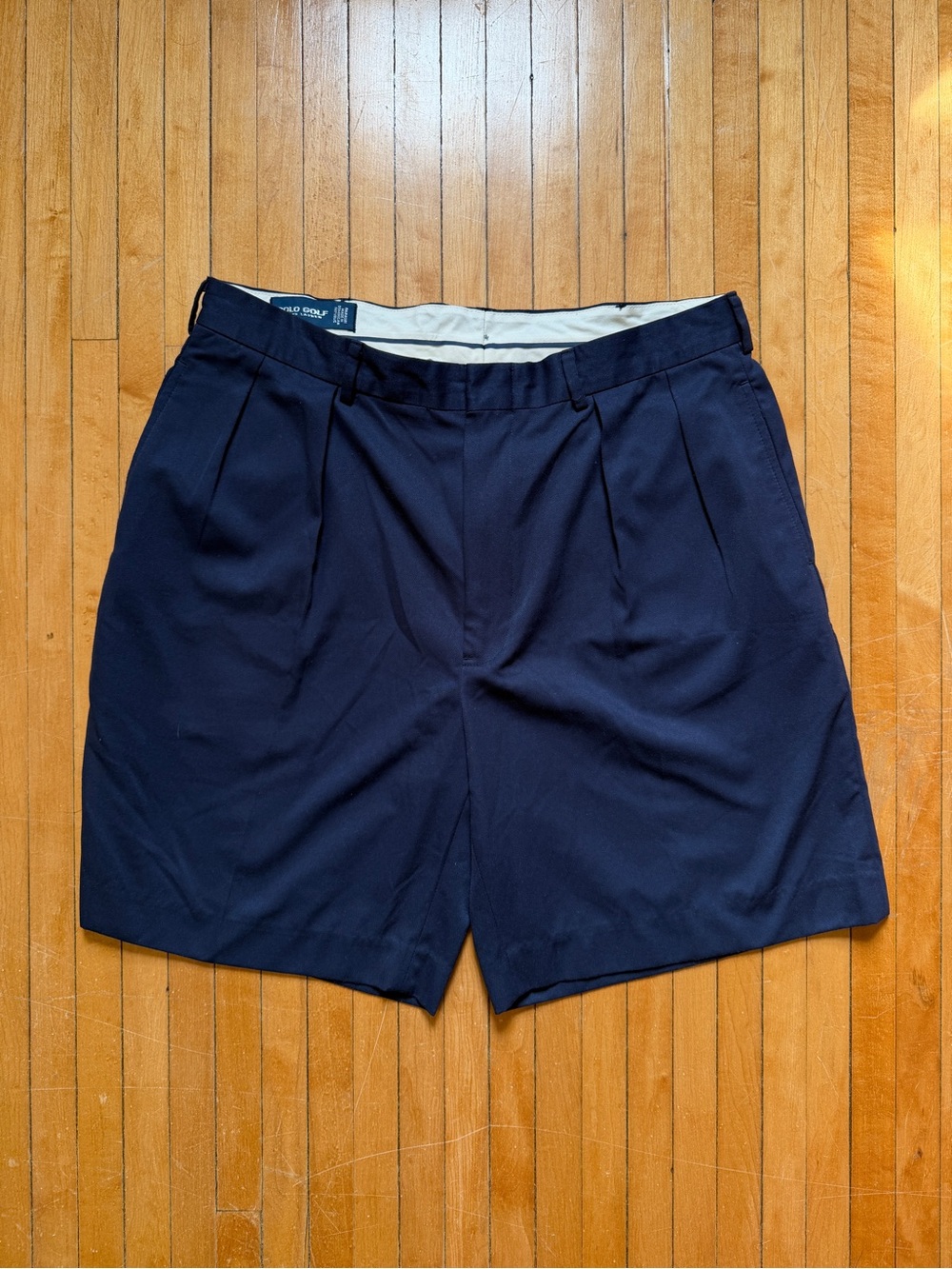 Vintage Polo Golf by Ralph Lauren Double-Pleated Navy Preppy Shorts Mens Sz. 36